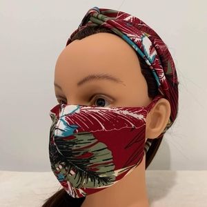 Boho Top Knot Headband and Facemask Set